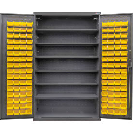 Global Industrial Configurable Bin & Shelf Cabinet 48Wx24Dx78H Gray 6 Shelf 120 Yellow Bins 