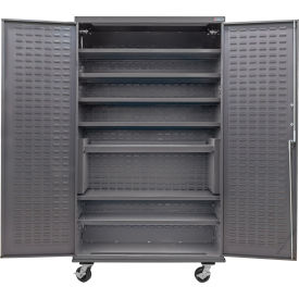Global Industrial Configurable Mobile Shelf Cabinet 48"W x 24"D x 85"H Gray 7 Shelf 