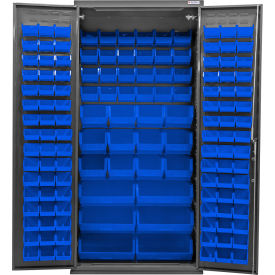 Global Industrial Configurable Cabinet Powered 36"W x 24"D x 78"H 138 Blue Bins 