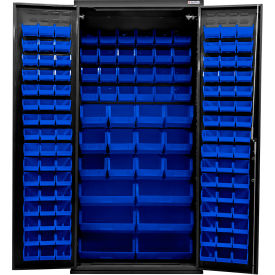 Global Industrial Configurable Charging Cabinet 36"W x 24"D x 78"H Black 138 Blue Bins 
