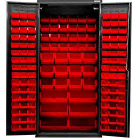 Global Industrial Configurable Charging Cabinet 36"W x 24"D x 78"H Black 138 Red Bins 
