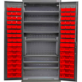 Global Industrial Configurable Cabinet Powered 36"W x 24"D x 78"H 7 Shelves 96 Red Bins 