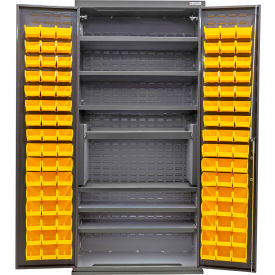 Global Industrial Configurable Cabinet Powered 36"W x 24"D x 78"H 7 Shelves 96 Yellow Bins 