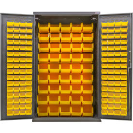 Global Industrial Configurable Cabinet Powered 48"W x 24"D x 78"H 168 Yellow Bins 