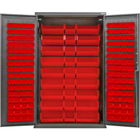 Global Industrial Configurable Cabinet Powered 48"W x 24"D x 78"H 150 Red Bins 