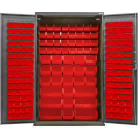 Global Industrial Configurable Cabinet Powered 48"W x 24"D x 78"H 210 Red Bins 