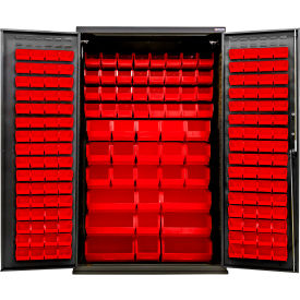 Global Industrial Configurable Charging Cabinet 48"W x 24"D x 78"H Black 210 Red Bins 