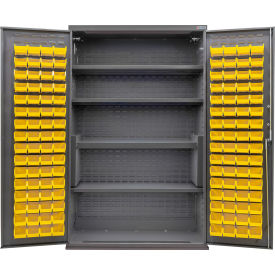 Global Industrial Configurable Cabinet Powered 48"W x 24"D x 78"H 4 Shelves 120 Yellow Bins 