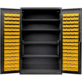 Global Industrial Configurable Charging Cabinet 48"W x 24"D x 78"H Black 4 Shelf 120 YLW Bins 