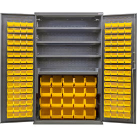 Global Industrial Configurable Cabinet Powered 48"W x 24"D x 78"H 4 Shelves 144 Yellow Bins 
