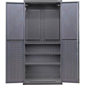 Global Industrial Configurable Pegboard Cabinet 36"W x 24"D x 78"H Gray 3 Shelf 