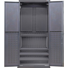 Global Industrial Configurable Pegboard Cabinet 36"W x 24"D x 78"H Gray 4 Shelf 