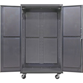 Global Industrial Configurable Mobile Full Pegboard Cabinet 48"W x 24"D x 85"H Gray 