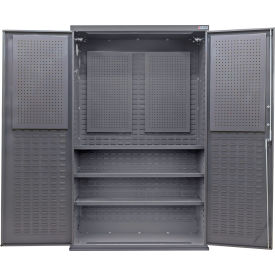 Global Industrial Configurable Pegboard Cabinet 48"W x 24"D x 78"H Gray 3 Shelf 