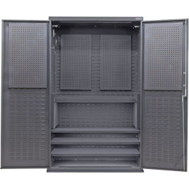 Global Industrial Configurable Pegboard Cabinet 48"W x 24"D x 78"H Gray 4 Shelf 