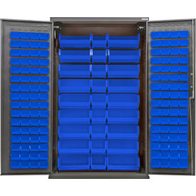 Configurable Pegboard Cabinet, 48"W x 24"D x 78"H, 30 Blue Bins view 2