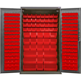 Configurable Pegboard Cabinet, 48"W x 24"D x 78"H, 66 Red Bins view 2