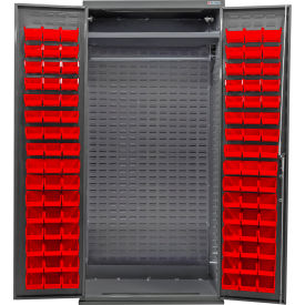 Global Industrial Configurable Wardrobe Cabinet 36"W x 24"D x 78"H Gray 96 Red Bins 