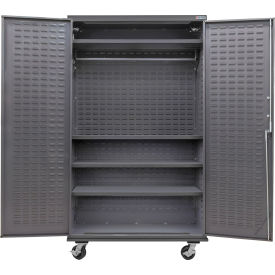 Global Industrial Configurable Mobile Wardrobe Cabinet 48"W x 24"D x 85"H Gray 4 Shelf 