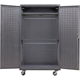 Global Industrial Configurable Mobile Wardrobe Cabinet 48"W x 24"D x 85"H Gray 2 Shelf 