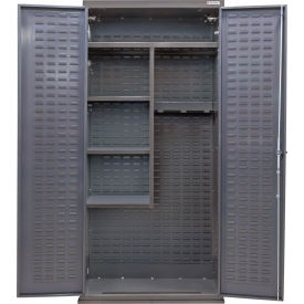 Global Industrial Configurable Janitorial Cabinet Powered 36"W x 24"D x 78"H Gray 4 Shelf 