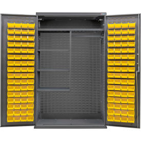 Global Industrial Configurable Combination Cabinet 48Wx24Dx78H Gray 4 Shelf 120 Yellow Bins 