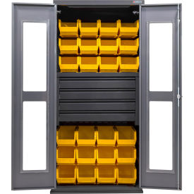 Global Industrial Clear-View Configurable Drawer Cabinet36Wx24Dx78HGray4 Drawers24 Yellow Bins 