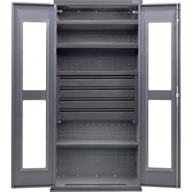 Global Industrial Clear-View Configurable Drawer Cabinet 36Wx24Dx78H Gray 4 Shelf 4 Drawers 