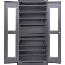 Global Industrial Clear-View Configurable Drawer Cabinet 36Wx24Dx78H Gray 6 Shelf 4 Drawers 