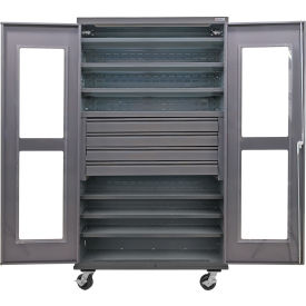 Global Industrial Clear-View Configurable Mobile Drawer Cabinet48x24x85Gray6 Shelf4 Drawers 
