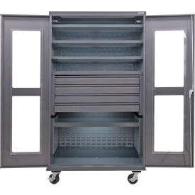 Global Industrial Clear-View Configurable Mobile Drawer Cabinet48x24x85Gray5 Shelf4 Drawers 