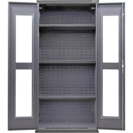 Global Industrial Clear-View Configurable Shelf Cabinet 36"W x 24"D x 78"H Gray 3 Shelf 