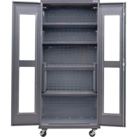 Global Industrial Clear-View Configurable Mobile Shelf Cabinet 36"W x 24"D x 85"H Gray 4 Shelf 