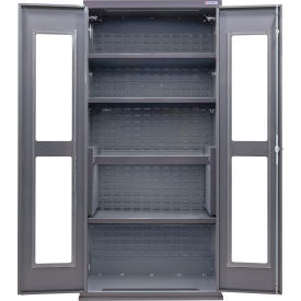 Global Industrial Clear-View Configurable Shelf Cabinet 36"W x 24"D x 78"H Gray 4 Shelf 