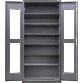 Global Industrial Clear-View Configurable Shelf Cabinet 36"W x 24"D x 78"H Gray 6 Shelf 