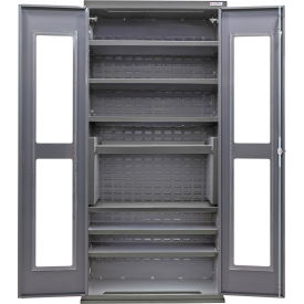 Global Industrial Clear-View Configurable Shelf Cabinet 36"W x 24"D x 78"H Gray 7 Shelf 