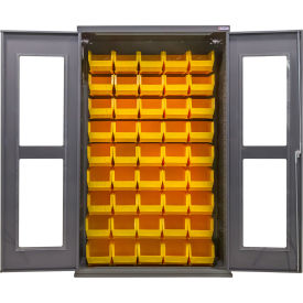 Global Industrial Clear-View Configurable Bin Cabinet 48"W x 24"D x 78"H Gray 48 Yellow Bins 