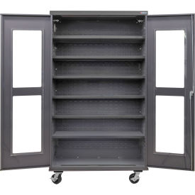 Global Industrial Clear-View Configurable Mobile Shelf Cabinet 48"W x 24"D x 85"H Gray 6 Shelf 