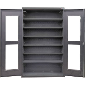 Global Industrial Clear-View Configurable Shelf Cabinet 48"W x 24"D x 78"H Gray 6 Shelf 