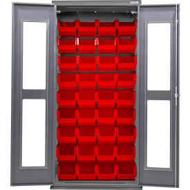 Global Industrial Clear-View Configurable Cabinet Powered 36"W x 24"D x 78"H 48 Red Bins 