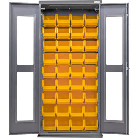 Global Industrial Clear-View Configurable Cabinet Powered 36"W x 24"D x 78"H 48 Yellow Bins 