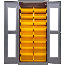 Global Industrial Clear-View Configurable Cabinet Powered 36"W x 24"D x 78"H 30 Yellow Bins 