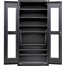 Global Industrial Clear-View Configurable Charging Cabinet 36"W x 24"D x 78"H Black 7 Shelves 