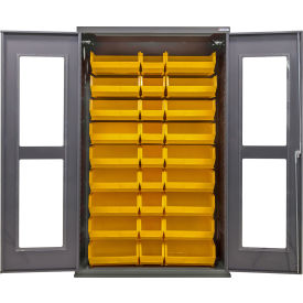Global Industrial Clear-View Configurable Cabinet Powered 48"W x 24"D x 78"H 30 Yellow Bins 