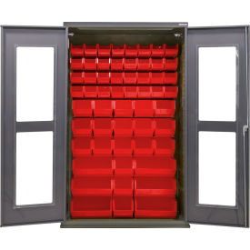 Global Industrial Clear-View Configurable Cabinet Powered 48"W x 24"D x 78"H 66 Red Bins 