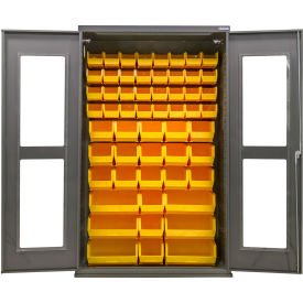 Global Industrial Clear-View Configurable Cabinet Powered 48"W x 24"D x 78"H 66 Yellow Bins 