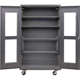 Global Industrial Clear-View Configurable Mobile Charging Cabinet 48"W x 24"D x 85"H 4 Shelves 