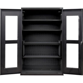 Global Industrial Clear-View Configurable Charging Cabinet 48"W x 24"D x 78"H Black 4 Shelves 