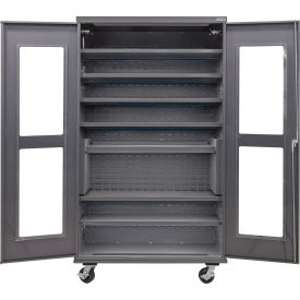 Global Industrial Clear-View Configurable Mobile Charging Cabinet 48"W x 24"D x 85"H 7 Shelves 