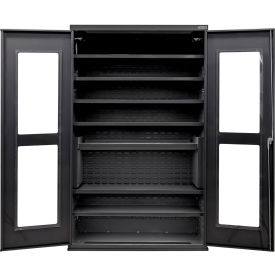 Global Industrial Clear-View Configurable Charging Cabinet 48"W x 24"D x 78"H Black 7 Shelf 